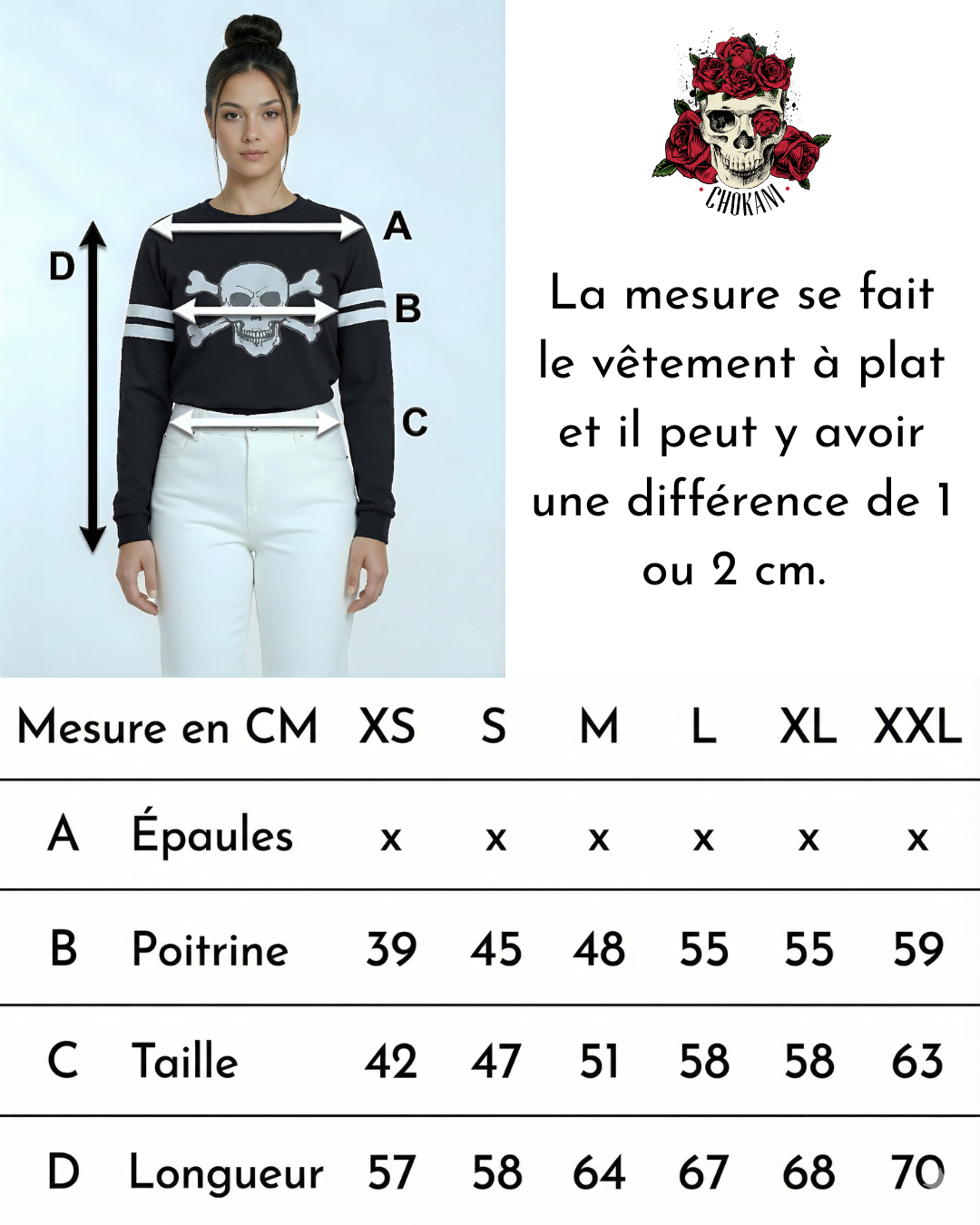 Chandail gothique avec tête de mort