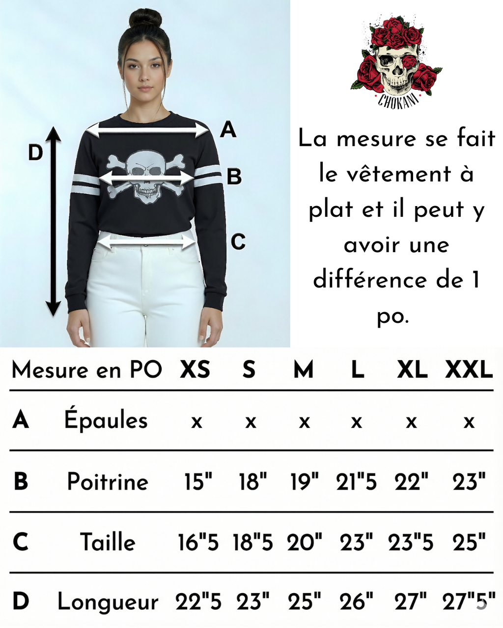 Chandail gothique avec tête de mort