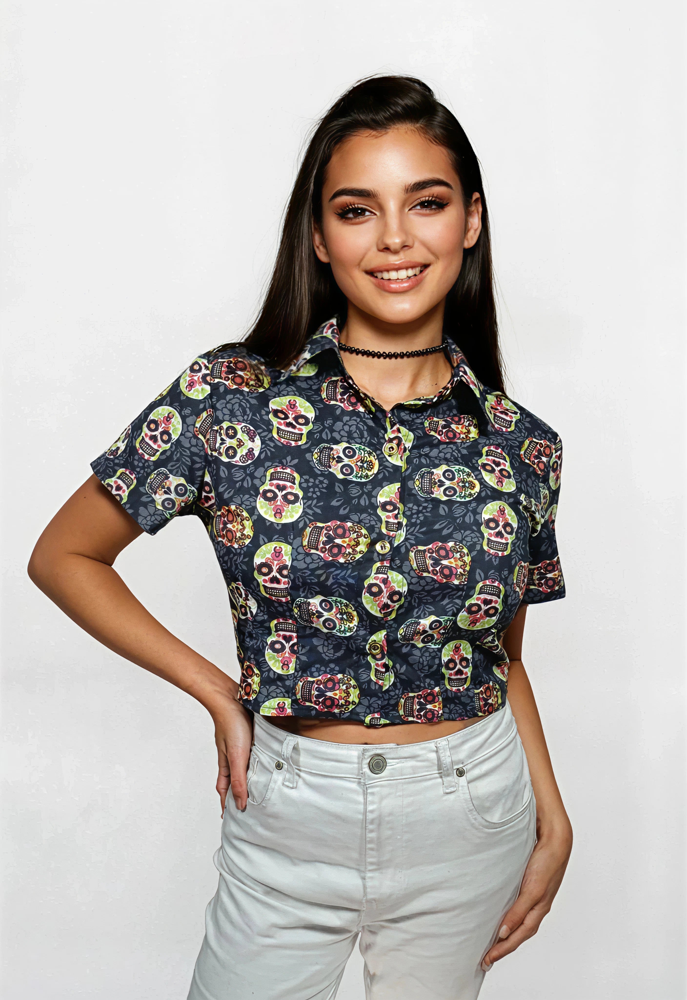 Chemise crop tête de mort