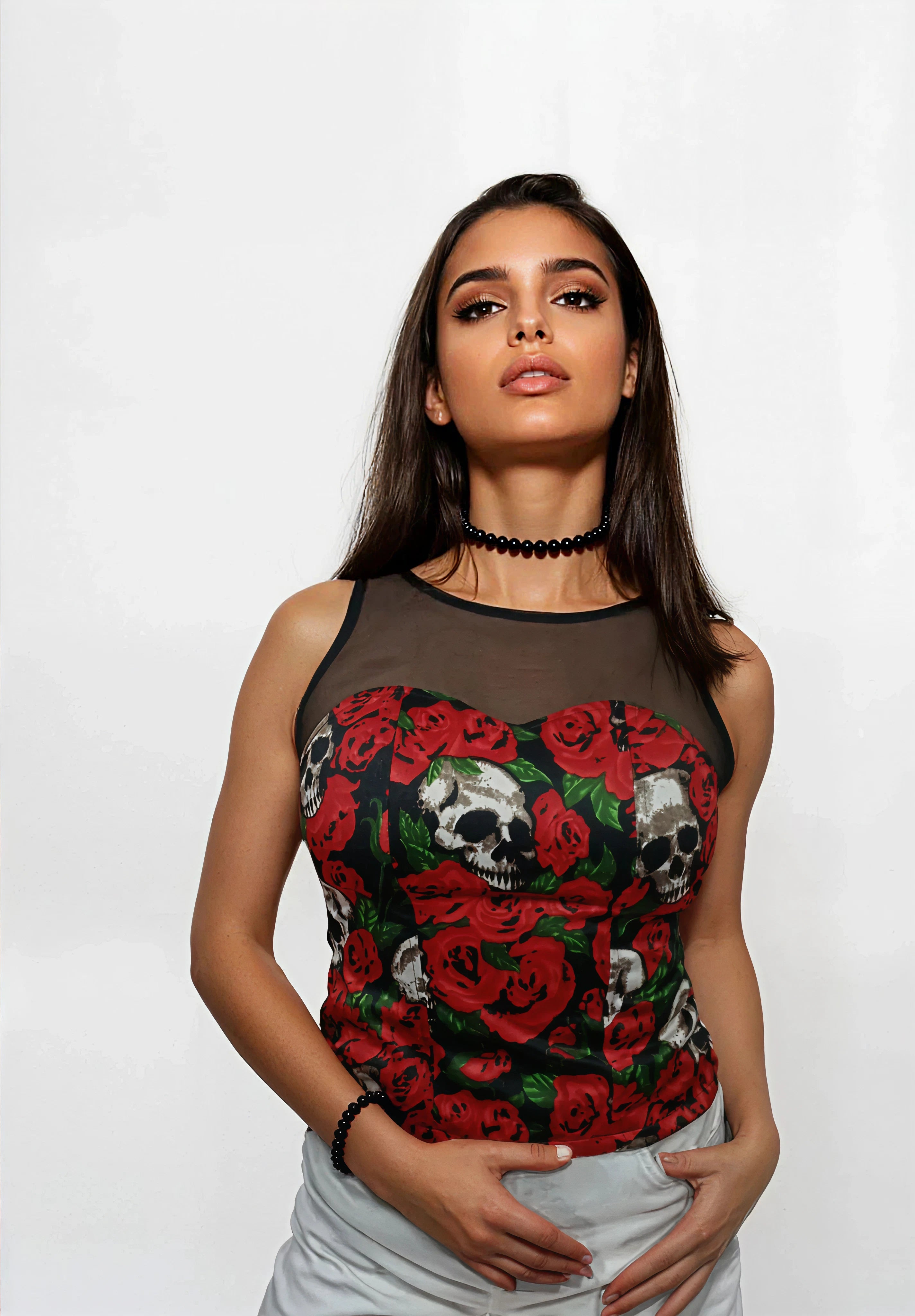 Blouse rouge avec mesh