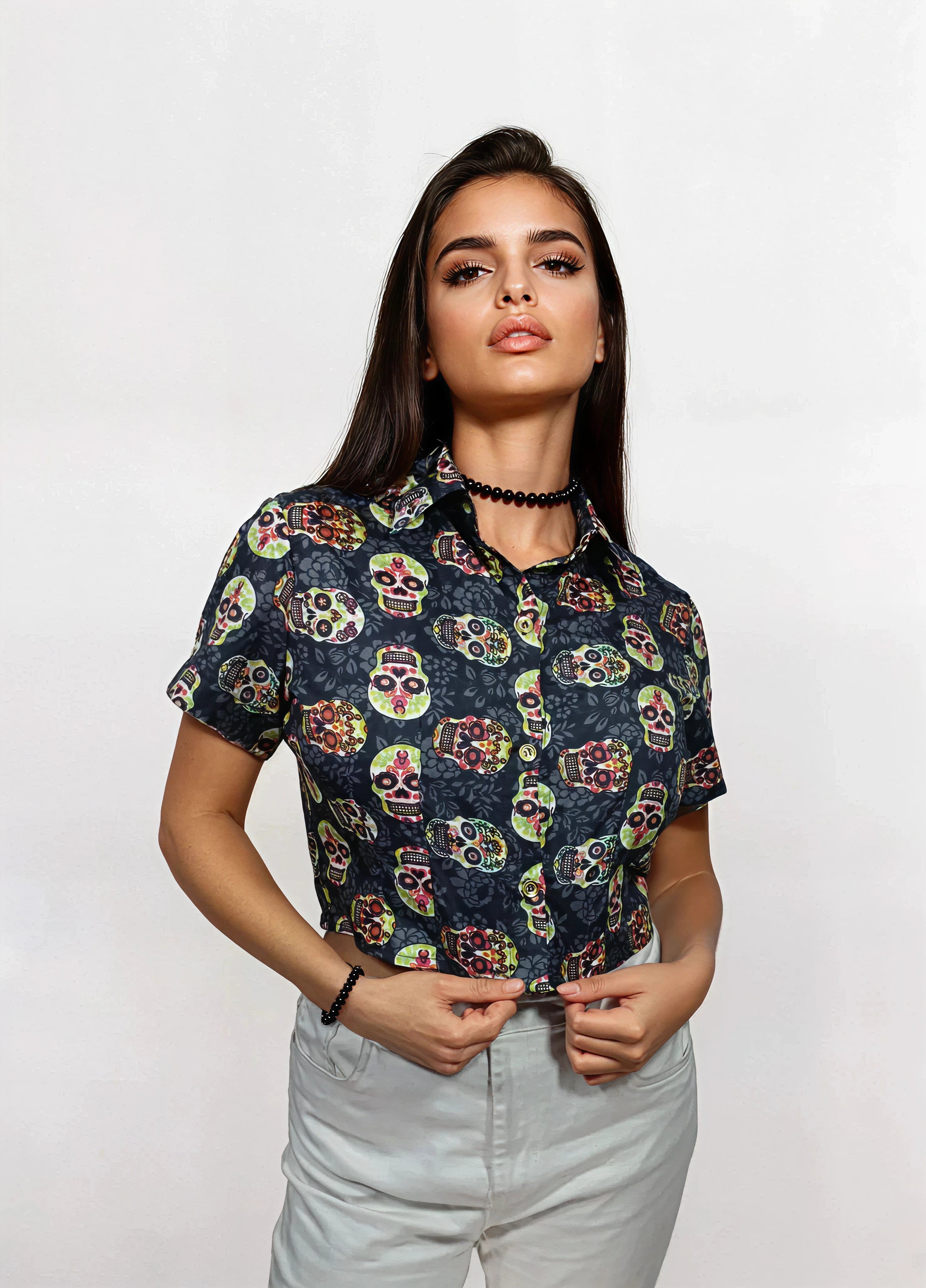 Chemise crop tête de mort