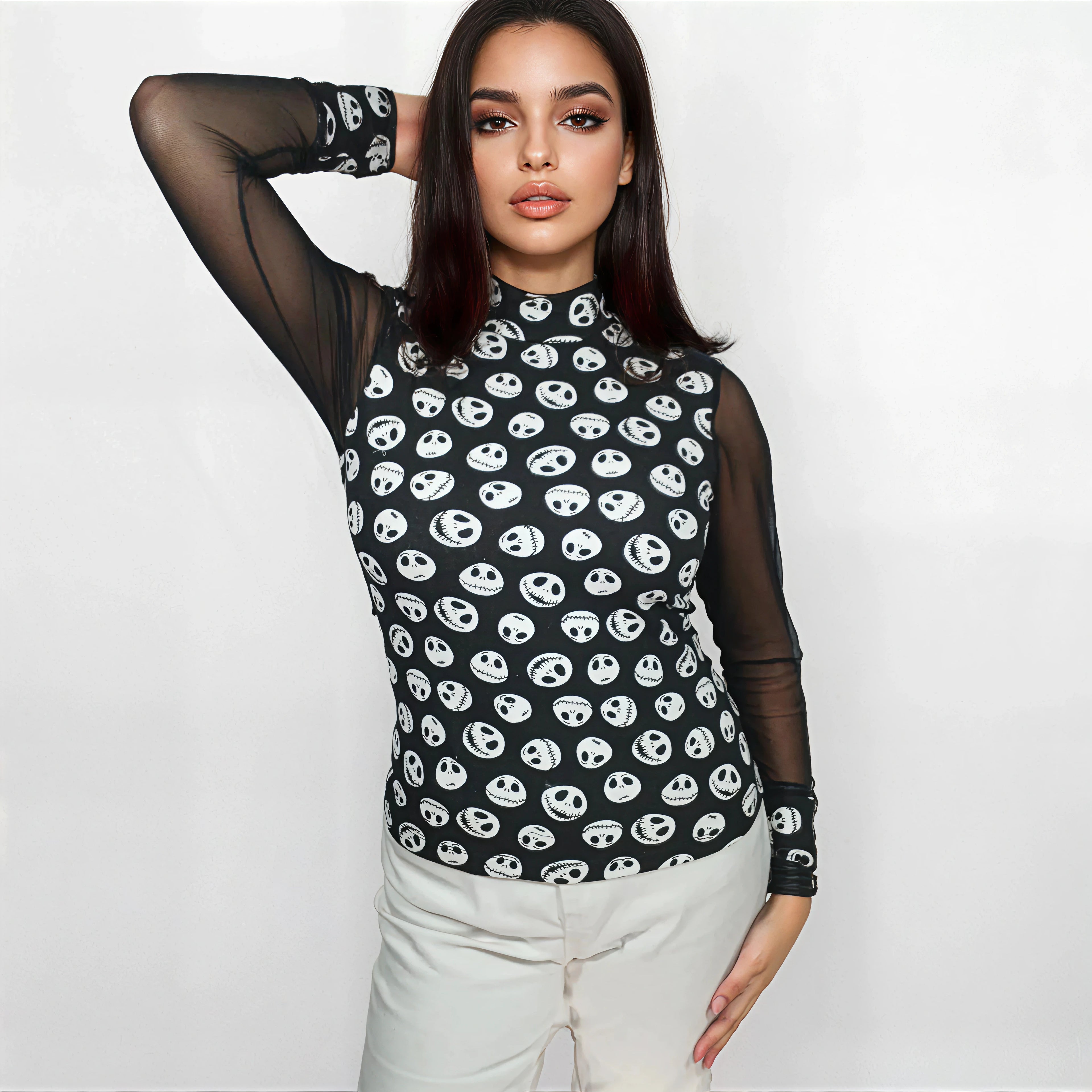 Haut manches longues transparentes