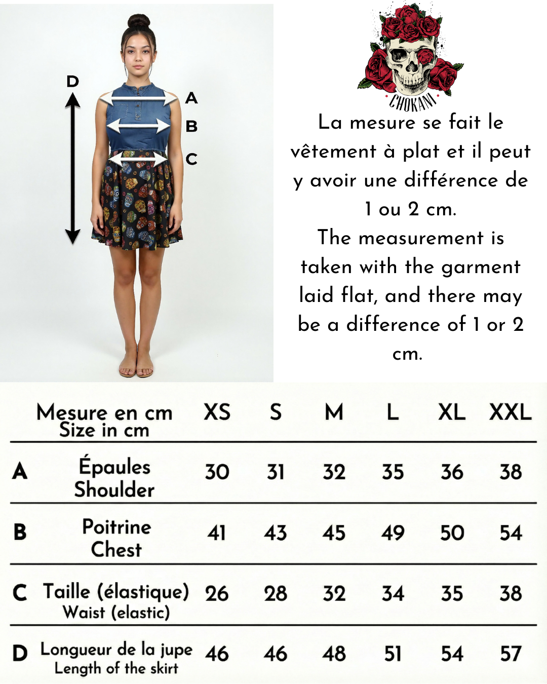 Robe en denim et crânes colorés