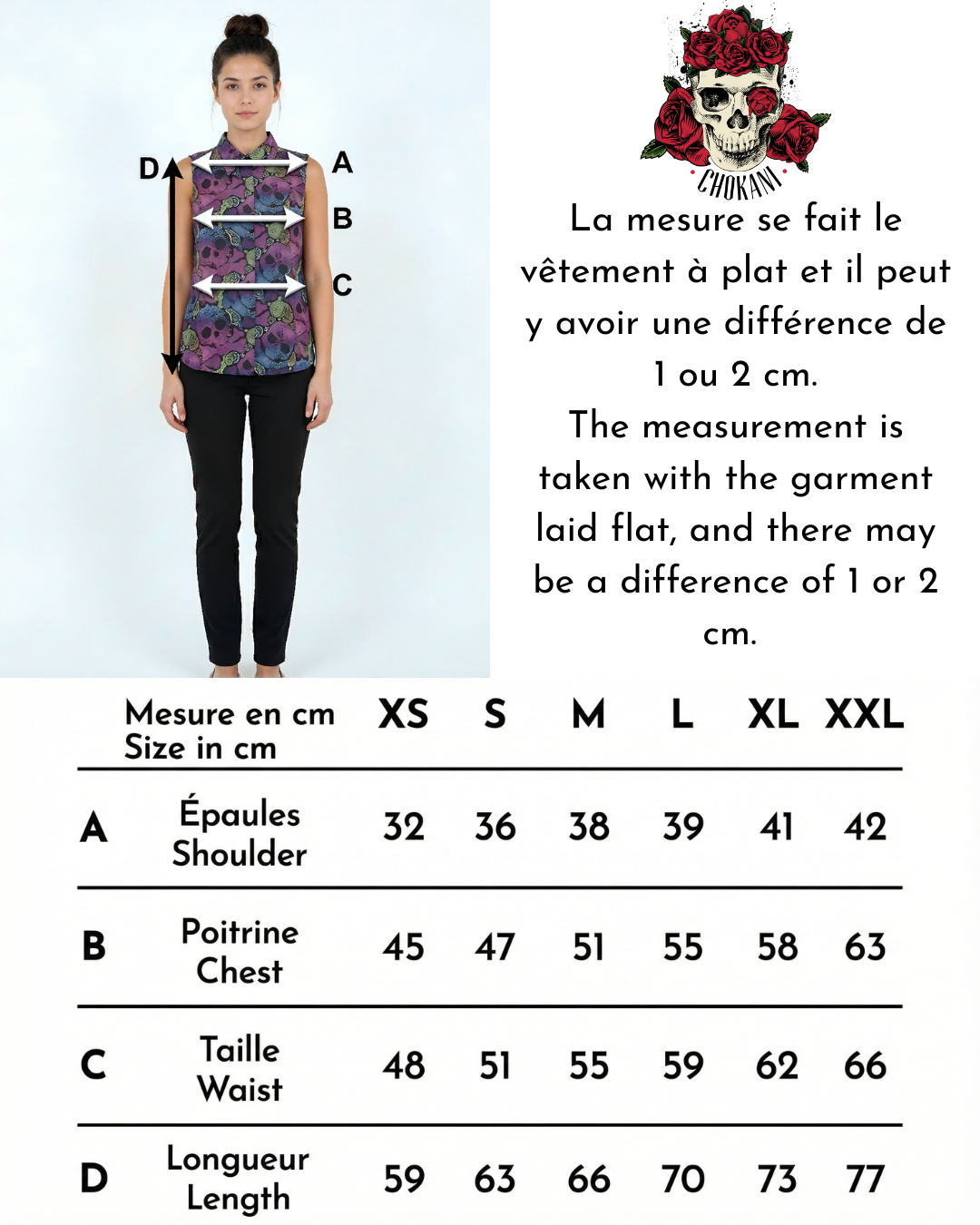 Top sans manches alternatif Skull & paisley