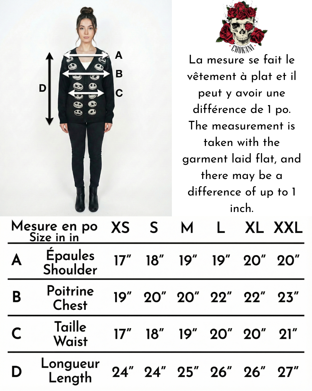 Cardigan gothique noir à tête de mort