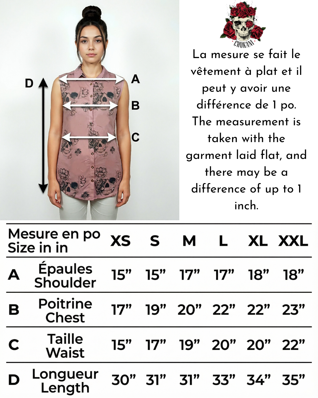 Robe tunique sans manches inspiration Día de los Muertos