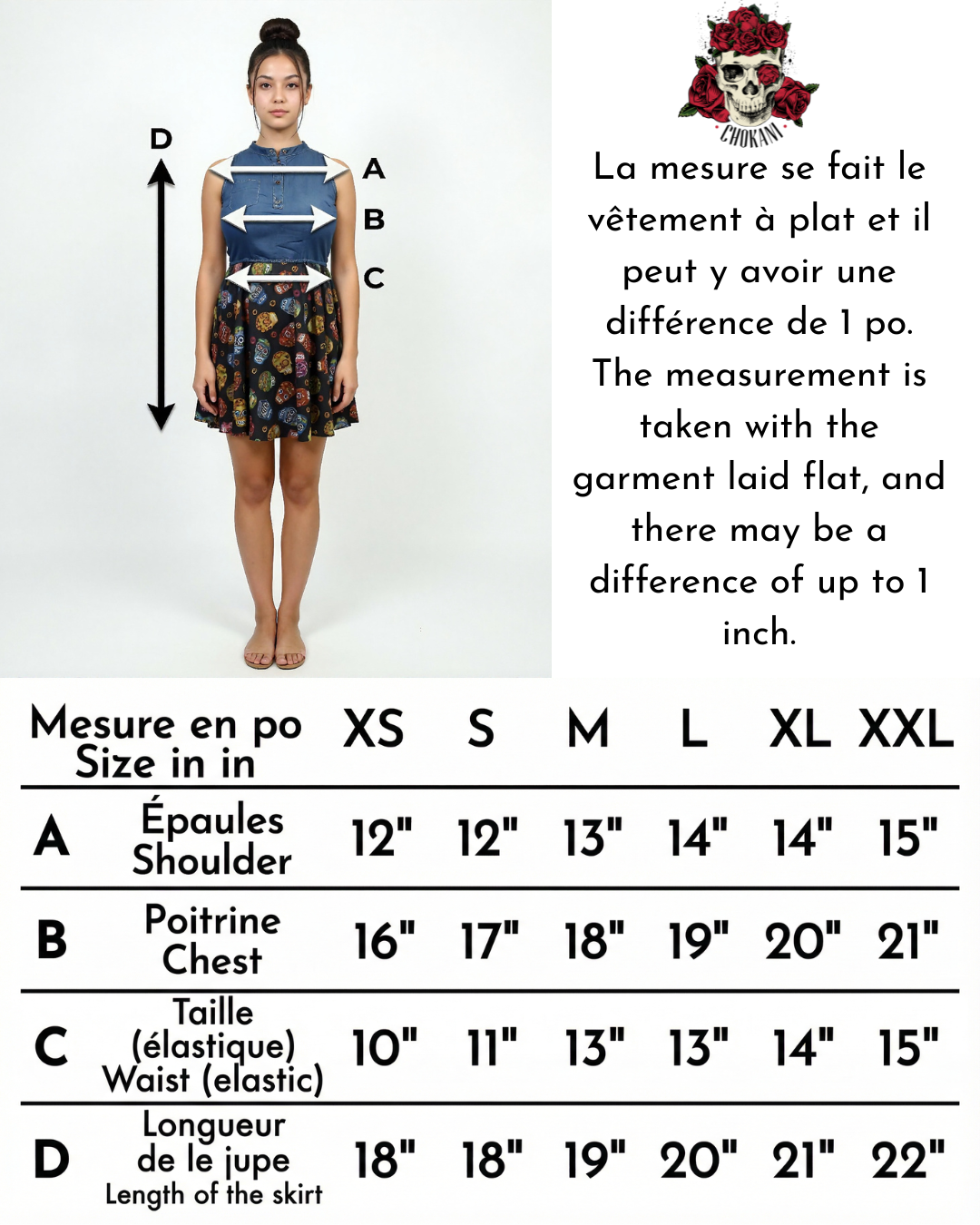 Robe en denim et crânes colorés