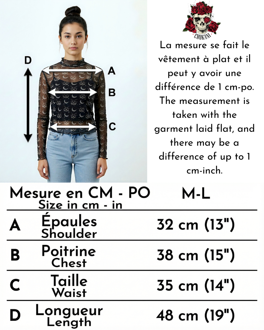 Top mesh transparent femme Motif skull, lunes & étoiles