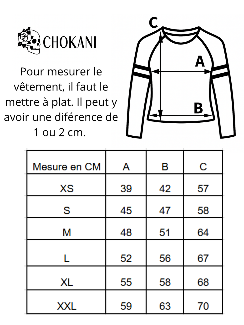Haut noir crâne & crossbones