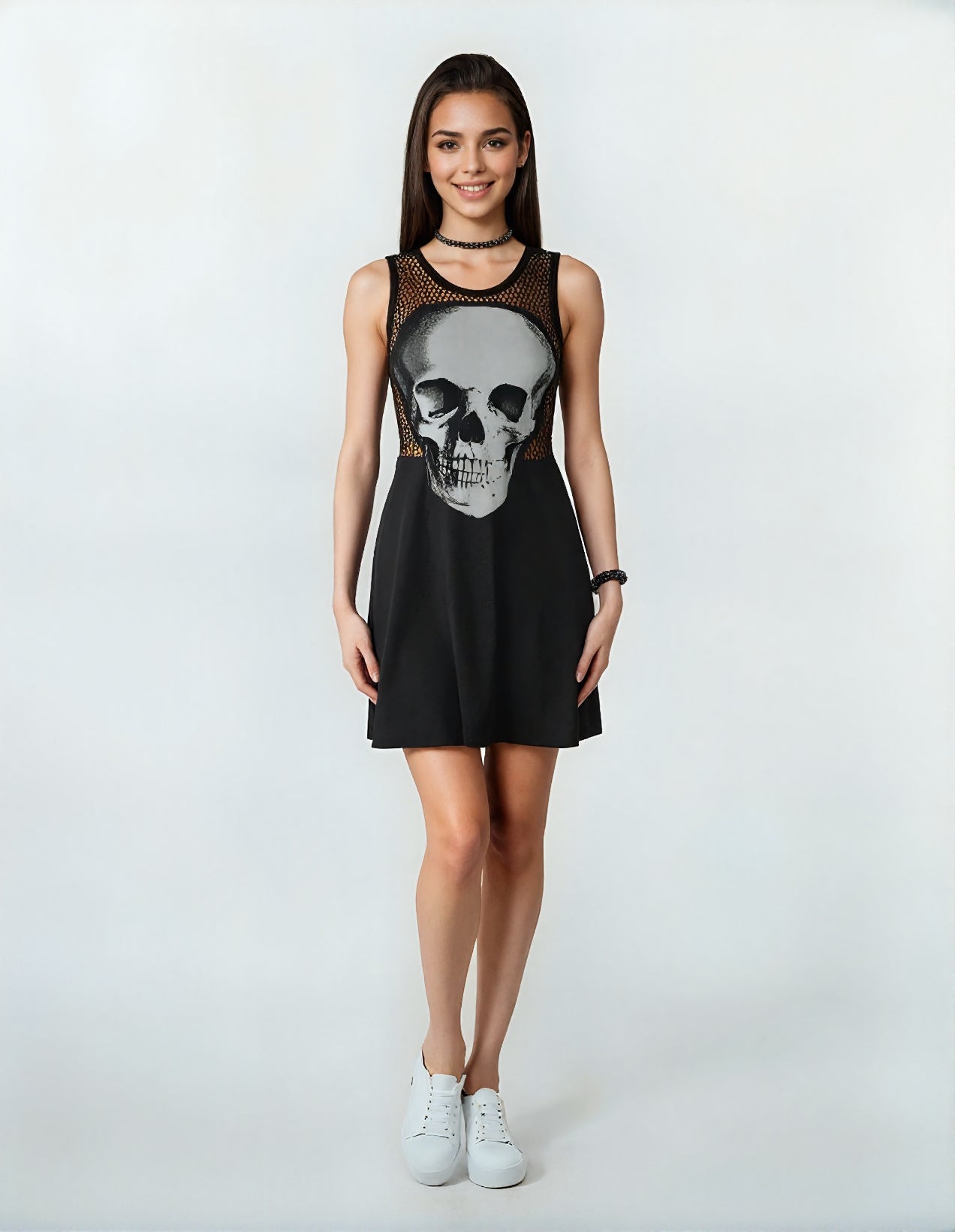 Robe mesh filet avec crâne