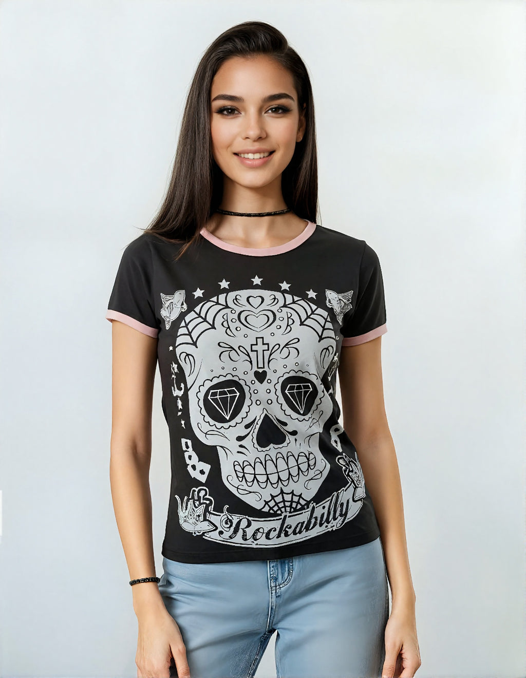 T-shirt Tête de Mort Rockabilly
