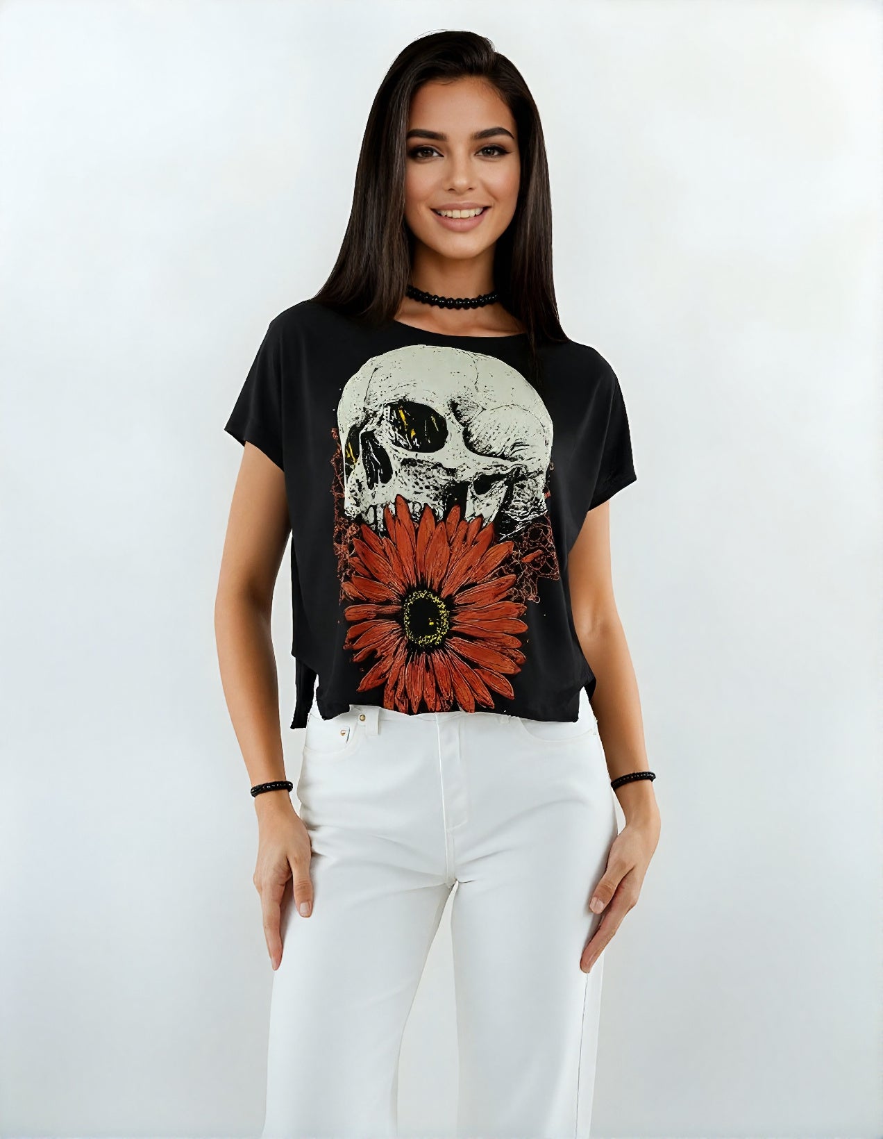 T-shirt skull femme noir