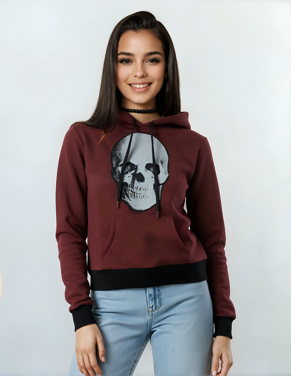 Sweat à capuche crâne femme