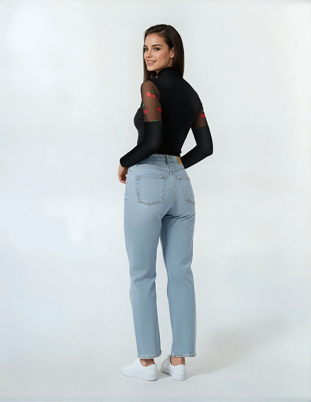 Top élégant manches mesh