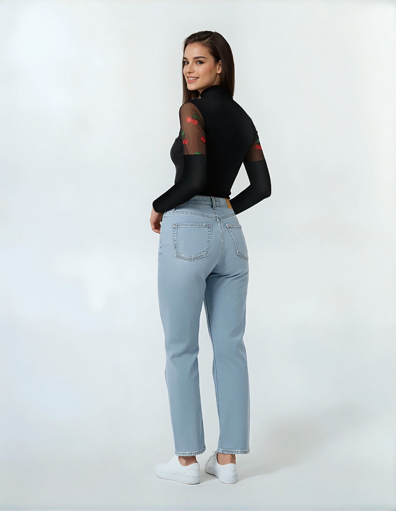 Top élégant manches mesh