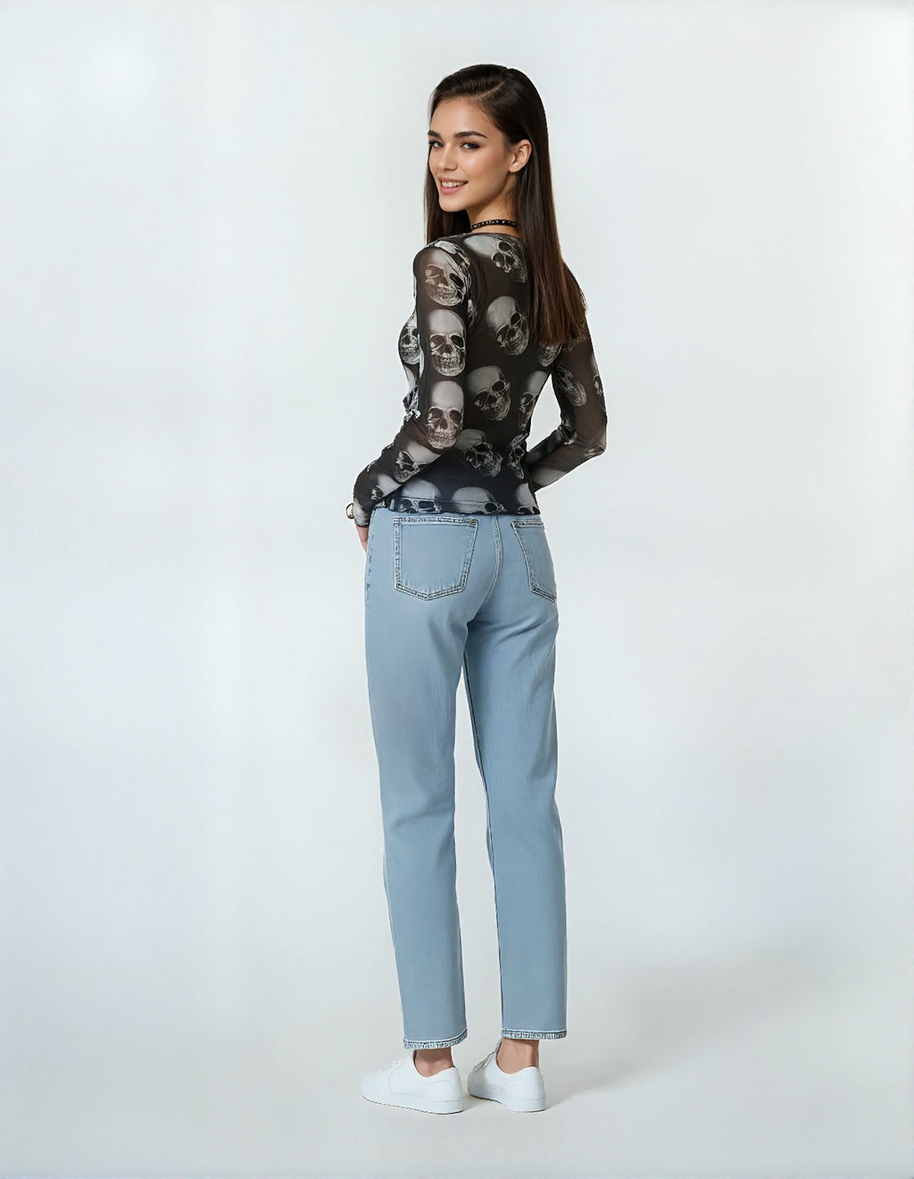 Top manches longues mesh skull