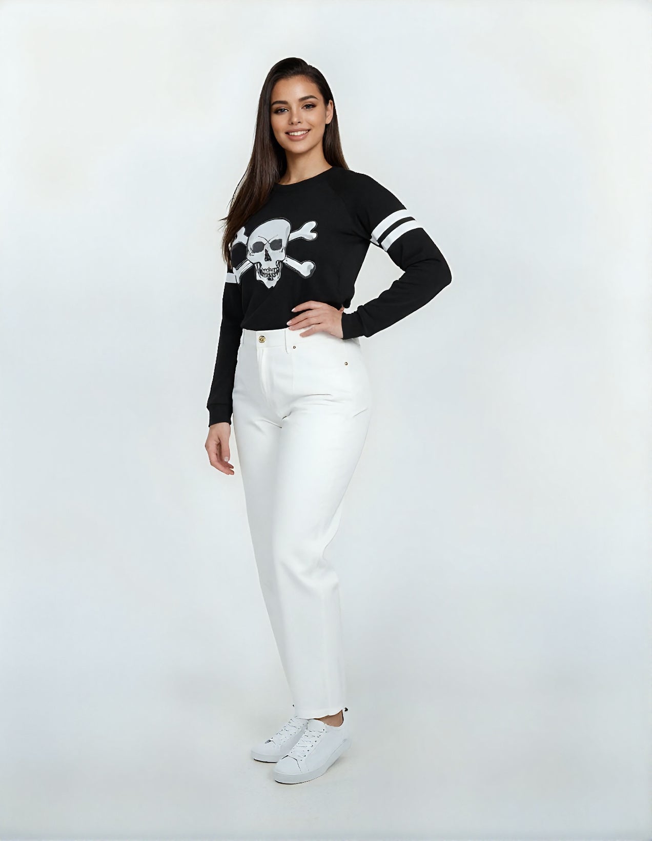 Haut noir crâne & crossbones