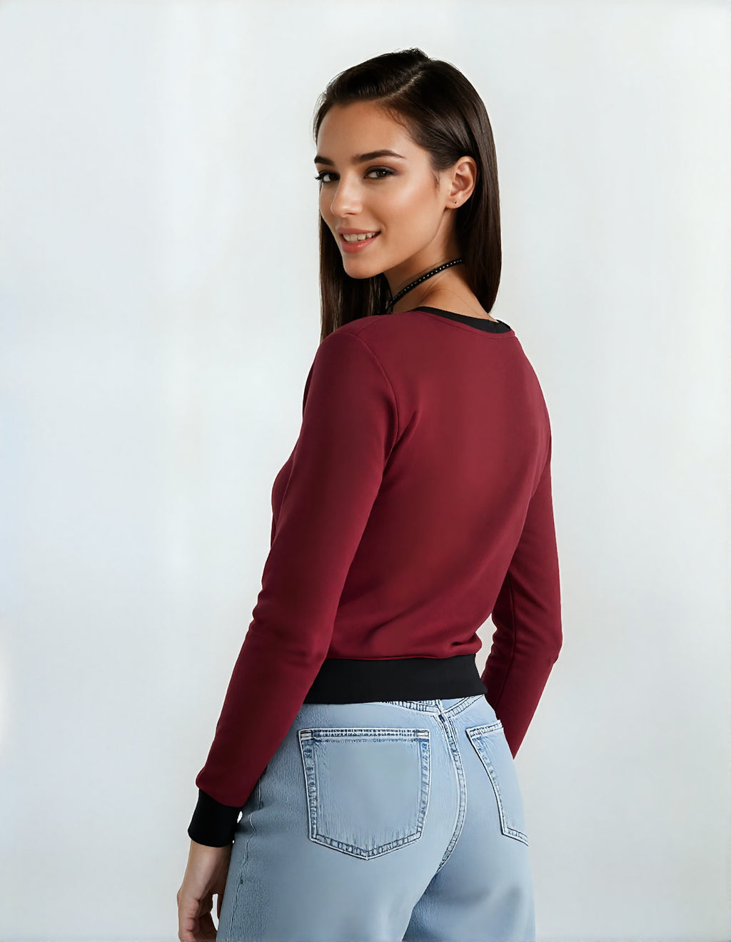 Sweatshirt skull bordeaux femme