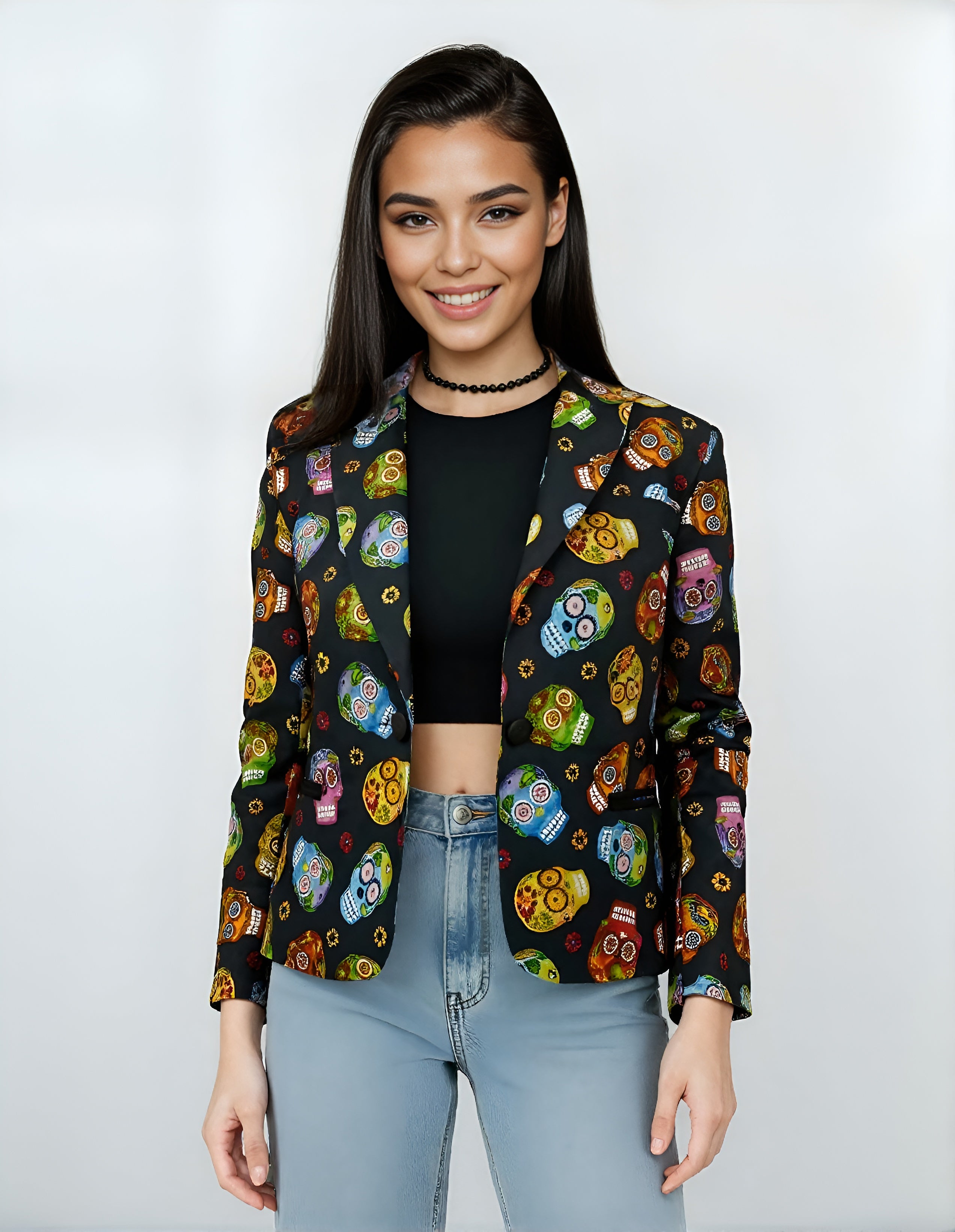 Veste tailleur crânes colorés