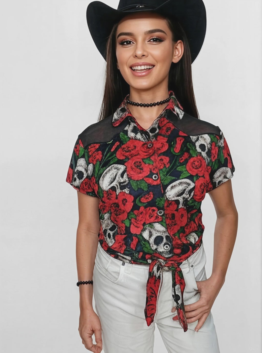 Chemisier cowgirl rock rouge