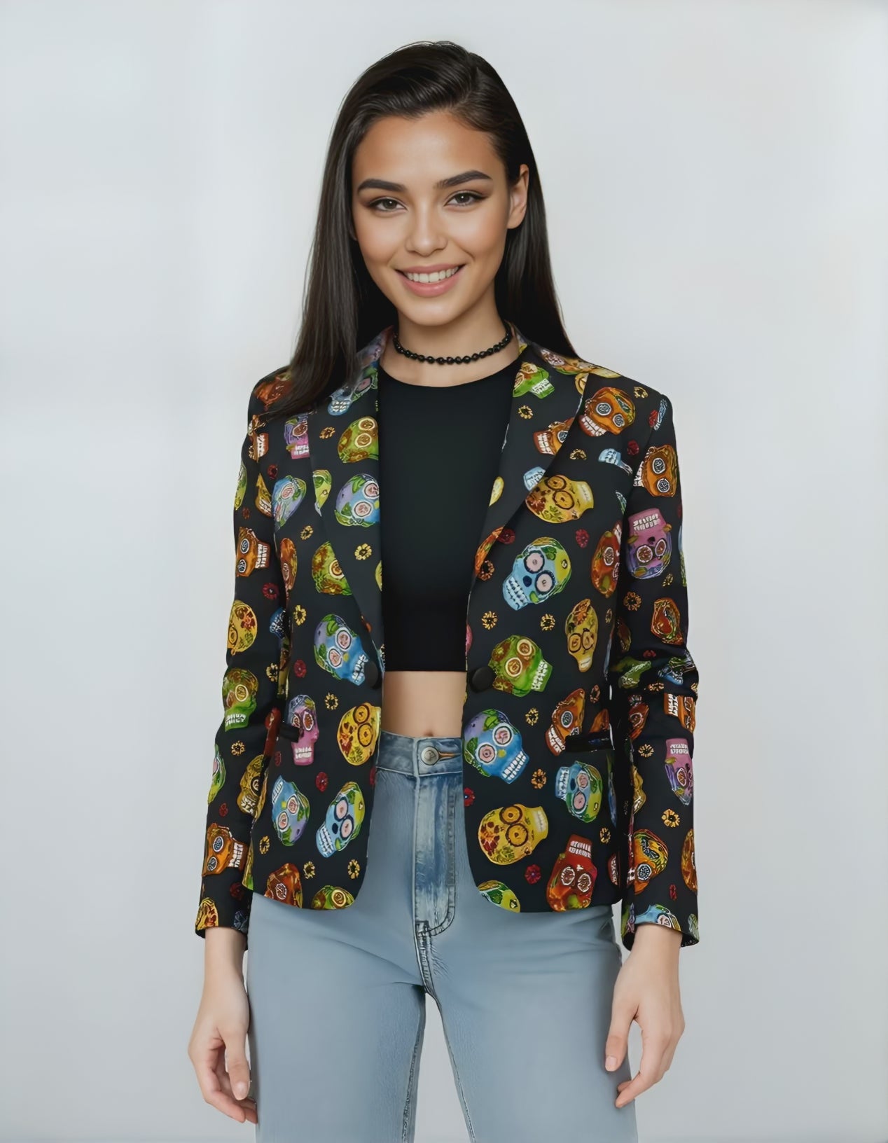 Veste tailleur crânes colorés