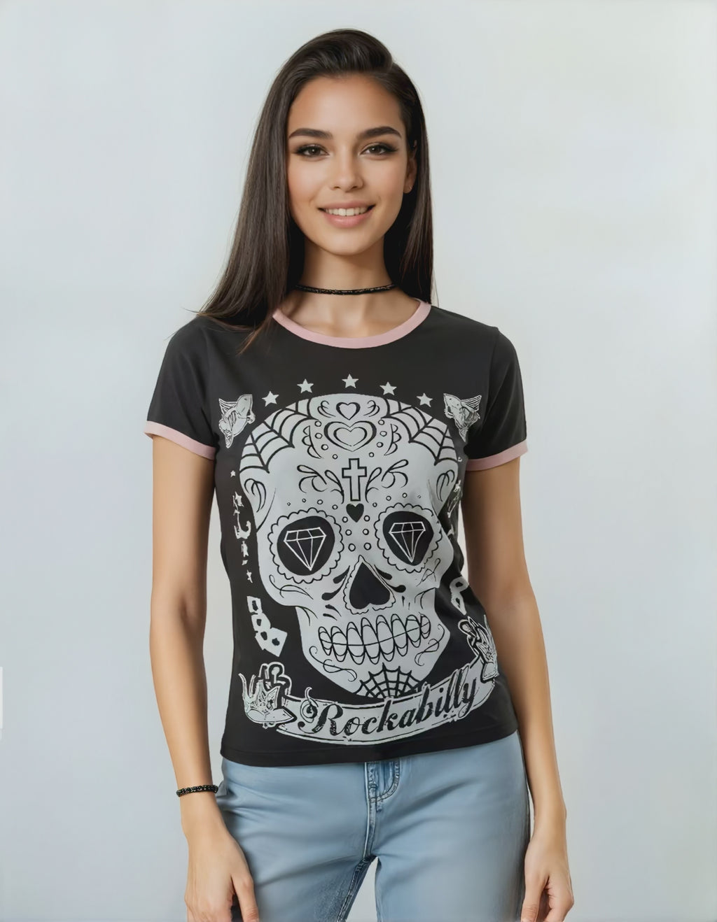 T-shirt Tête de Mort Rockabilly