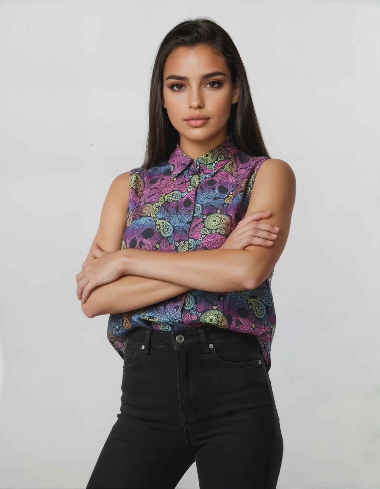 Top sans manches alternatif Skull & paisley