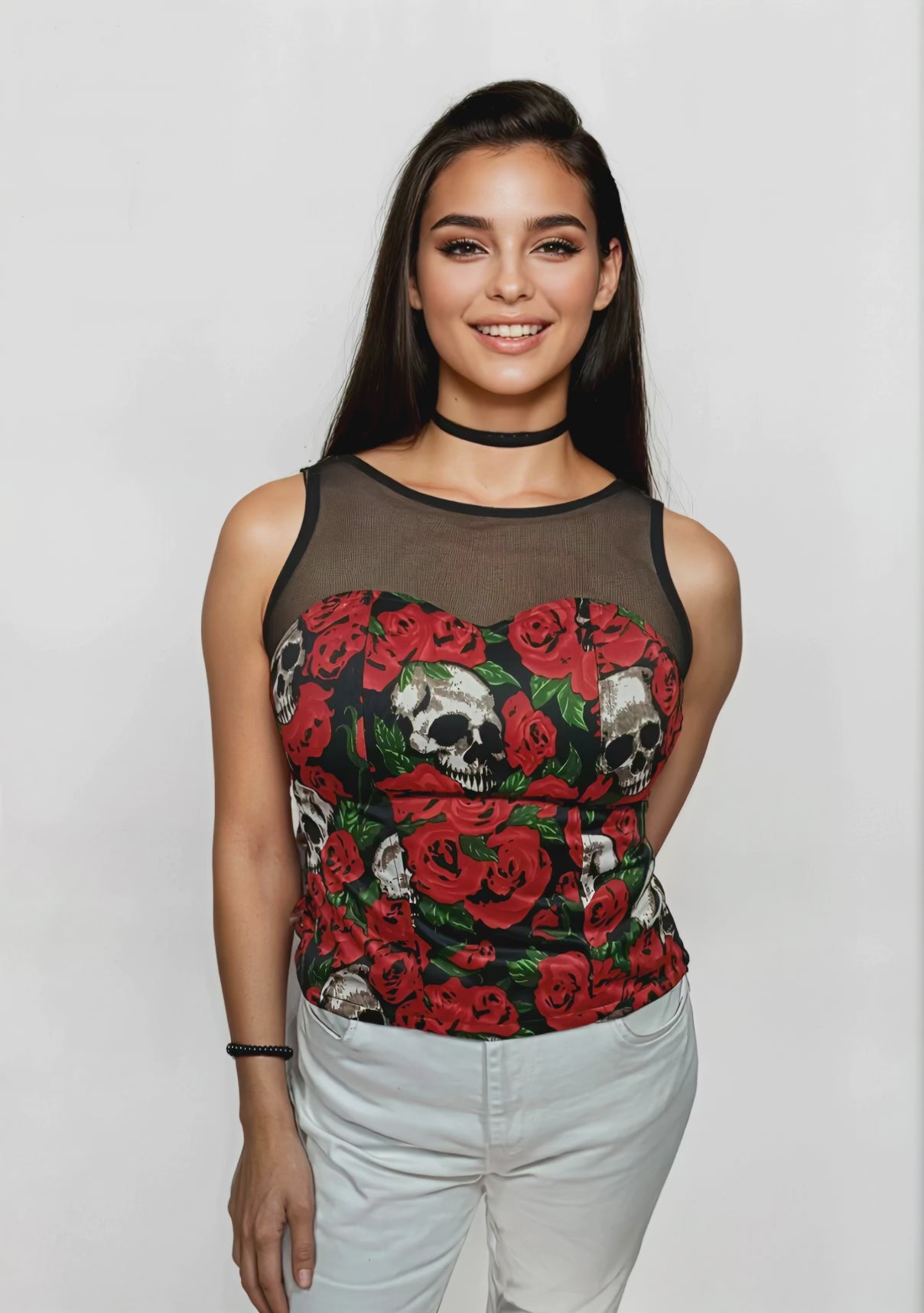 Blouse rouge avec mesh