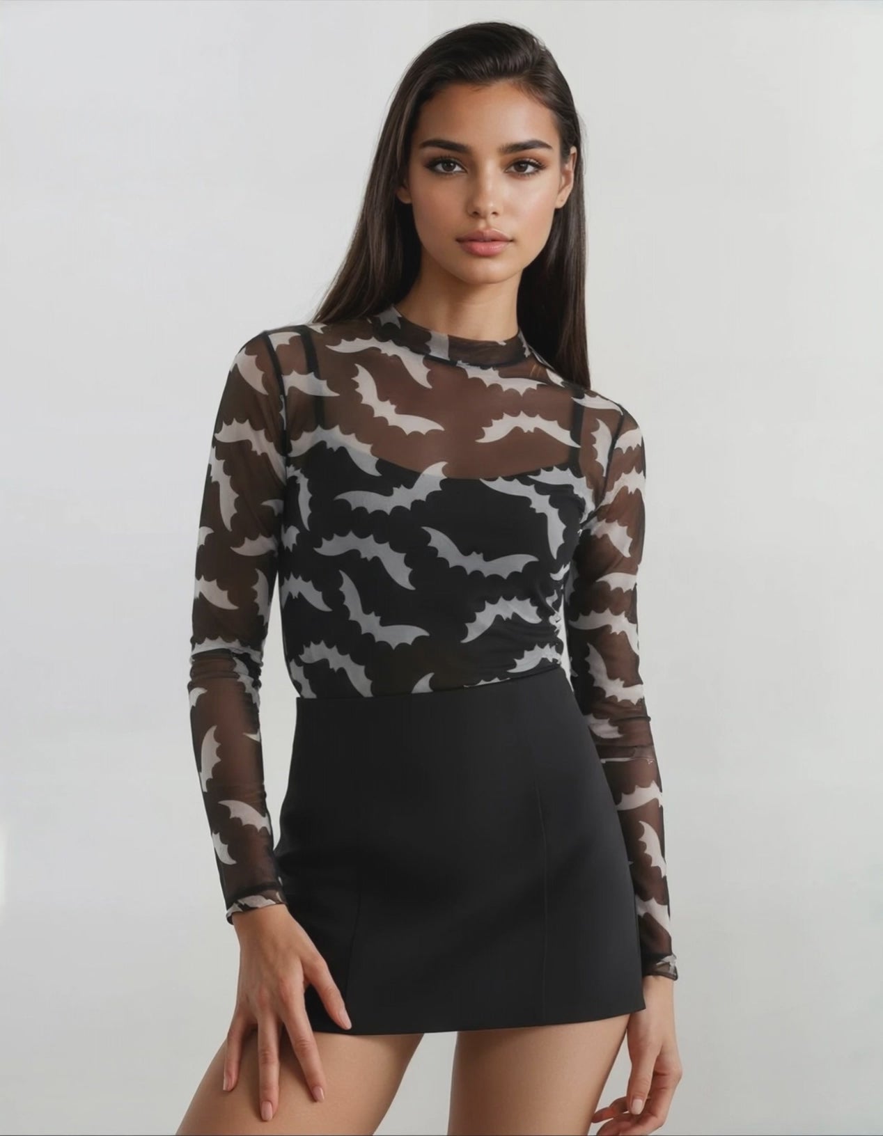 Chandail mesh avec imprimé chauves-souris